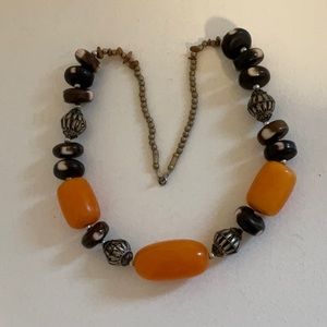 Orange and brown ethnic necklace